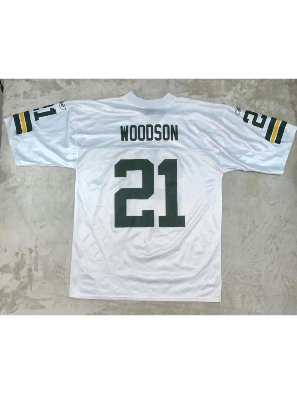 Reebok NFL Green Bay Packers Charles Woodson #21 Men's L On Field White SLD